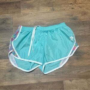 Simply Southern Teal Athletic Shorts with White Accents